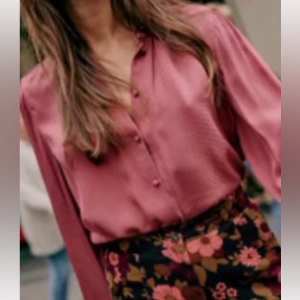 Sézane Lea Shirt - 100% Silk - Size 6 (38 FR)